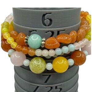 Boho Eclectic Multi Strand Gemstone Beaded Toggle Bracelet